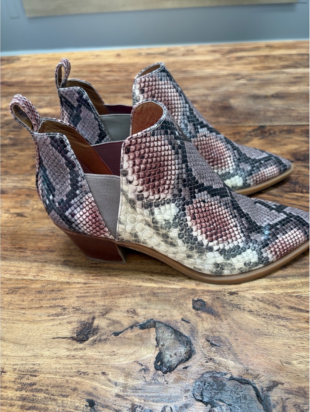 Dolce Vita Women's Snake Print Ankle Boots, Size 10 Pointed Toe, Block Heel